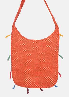 Banjara India Elephant Design Kutchi Mirrorwork Hand Embroidered Shoulder Bag (BAG-OrangeOrange) 4