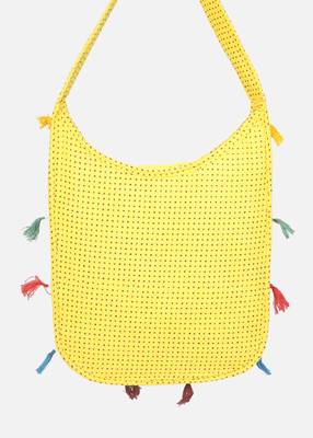Banjara India Elephant Design Kutchi Mirrorwork Hand Embroidered Shoulder Bag (BAG-YellowMaroon) 4