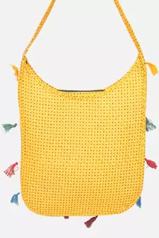 Banjara India Elephant Design Kutchi Mirrorwork Hand Embroidered Shoulder Bag (BAG-YellowBlue)