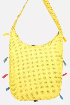 Banjara India Elephant Design Kutchi Mirrorwork Hand Embroidered Shoulder Bag (BAG-YellowRed)