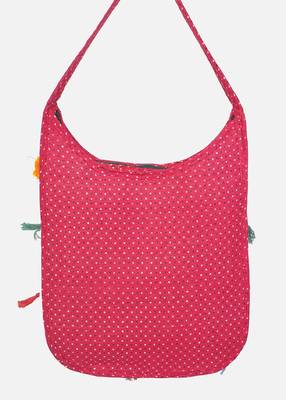 Banjara India Elephant Design Kutchi Mirrorwork Hand Embroidered Shoulder Bag (BAG-RedBlue) 4