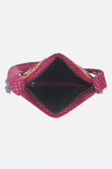 Banjara India Elephant Design Kutchi Mirrorwork Hand Embroidered Shoulder Bag (BAG-RedRed)