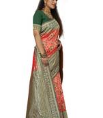 Red woven banarasi saree with blouse