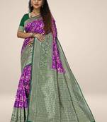 Magenta woven banarasi saree with blouse