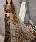 Black Printed Chiffon Saree With Blouse