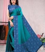 Black printed chiffon saree with blouse