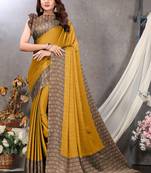 Magenta printed chiffon saree with blouse