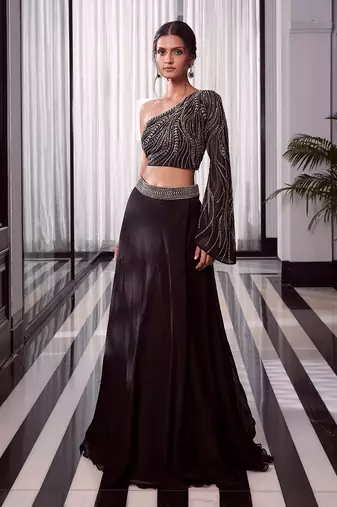 Black Ella One Shoulder Lehenga