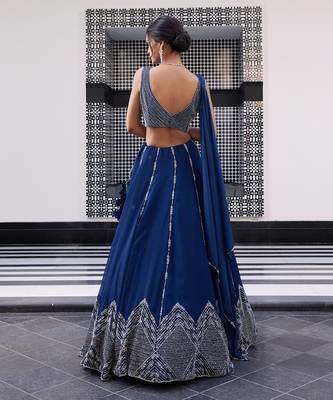 Electric Blue Ezra Lehenga 3