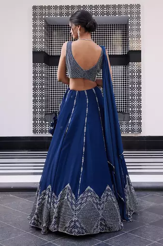 Electric Blue Ezra Lehenga