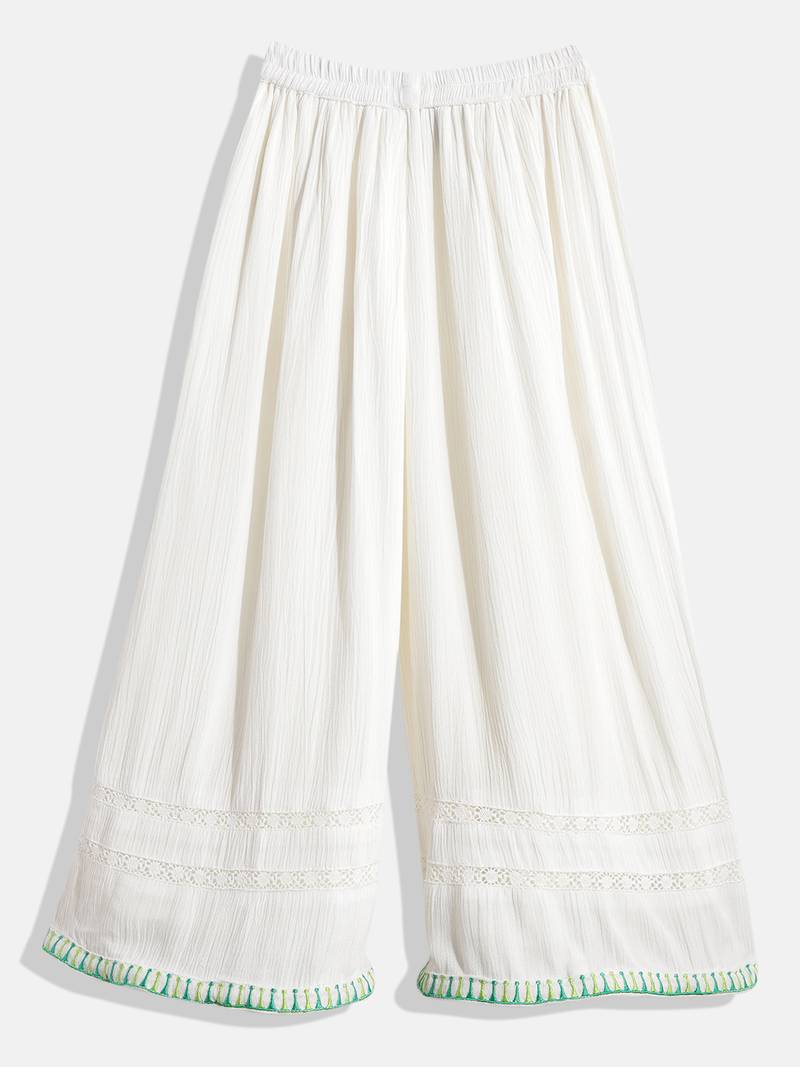 Twisha Girls WrinkleTop With Plazzo- White