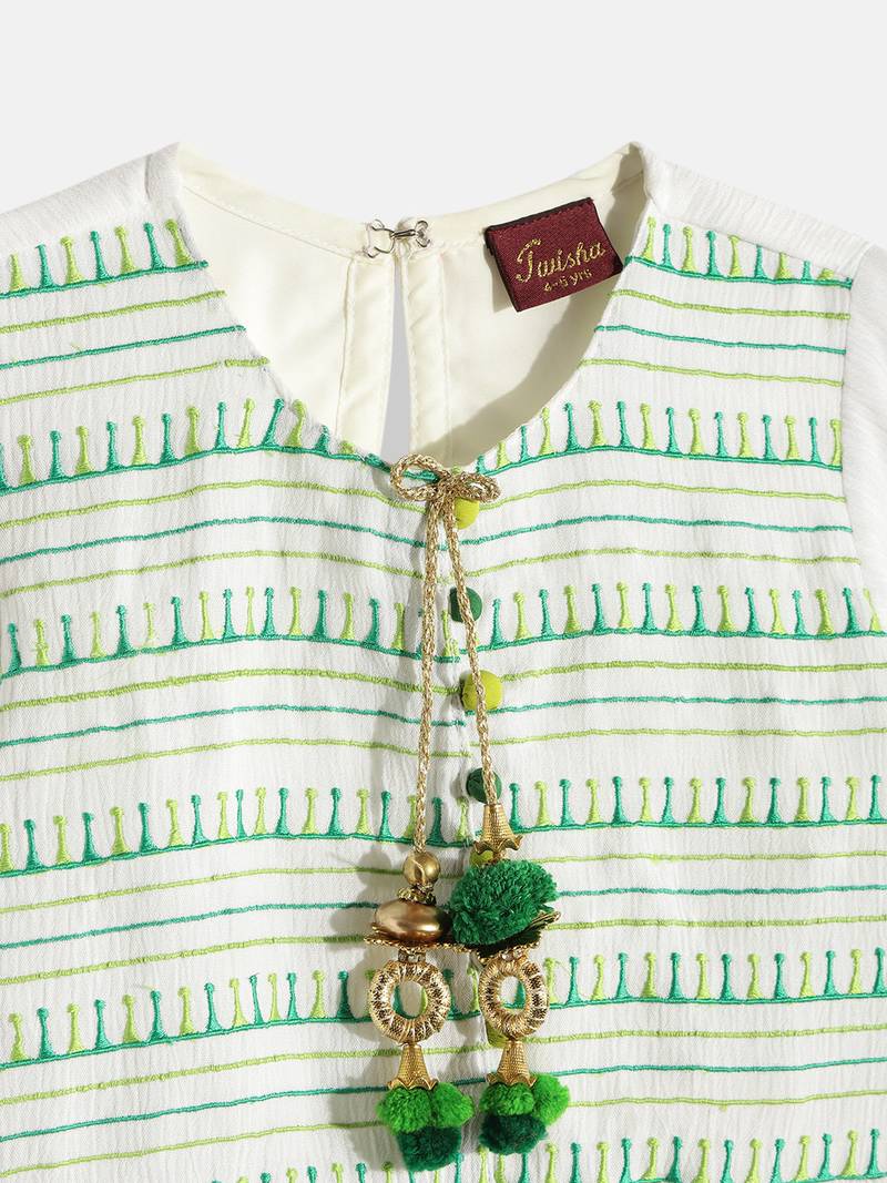 Twisha Girls WrinkleTop With Plazzo- White