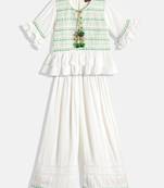 Twisha Girls WrinkleTop With Plazzo- White