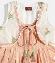 Twisha Girls Wrinkle Jumpsuit With Jacket-Peach -White
