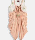 Twisha Girls Wrinkle Jumpsuit With Jacket-Peach -White