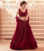 Oxblood Athena Lehenga Set