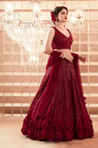 Oxblood Athena Lehenga Set