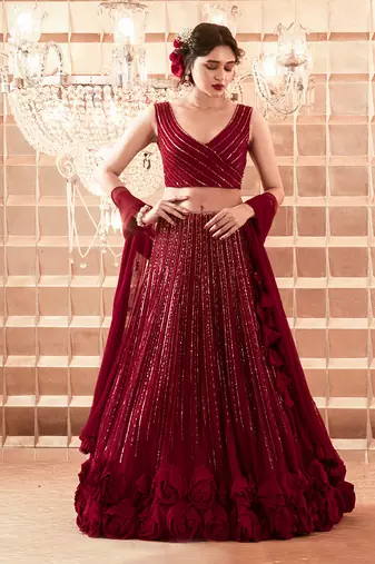 Oxblood Athena Lehenga Set