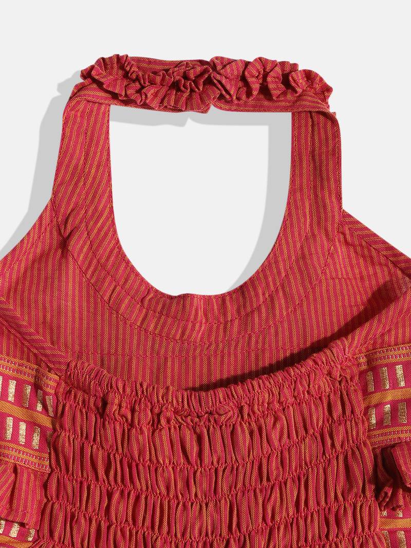 Twisha Girls Printed frill halter neck Jumpsuit -Pink-Yellow