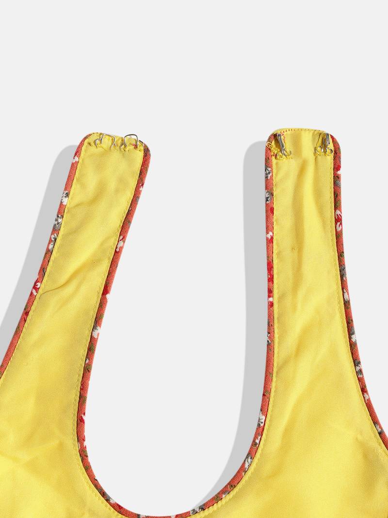 Twisha Girls Knitted halter neck top with printed Dhoti-Yellow