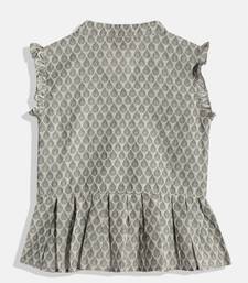 Twisha Girls Peplum Top with Border Hem Palazzo-White And Grey