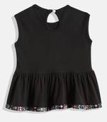 Twisha Girls Knitted Print peplum with Stripes Dhoti-Black