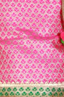 Twisha Girls Brocade top with  printed Dhoti-Pink And Yellow