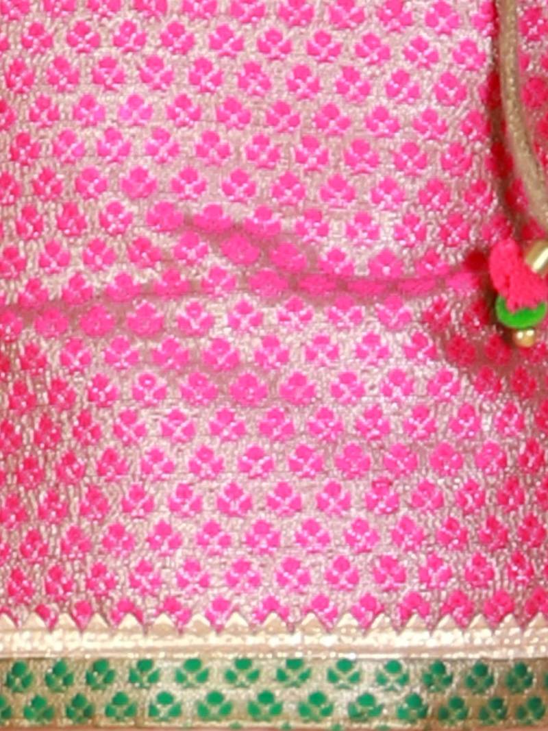 Twisha Girls Brocade top with  printed Dhoti-Pink And Yellow