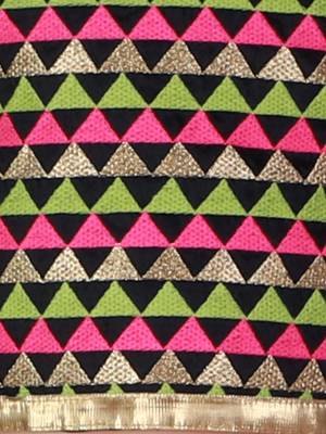 Twisha Girls Embroidered top with  Dolphin printed Dhoti-Black And Pink 2