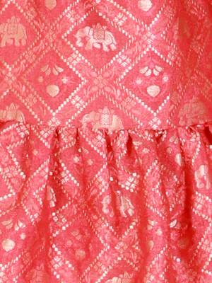 Twisha  Asymmetric Elephant design top with Dhoti -Red-Green 2
