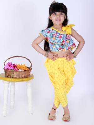 Twisha Asymmetric design top with Dhoti -yellow 1