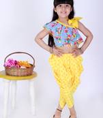 Twisha Asymmetric design top with Dhoti -yellow