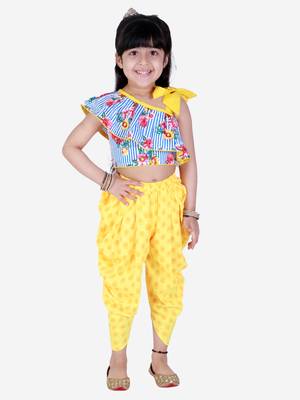 Twisha Asymmetric design top with Dhoti -yellow 3