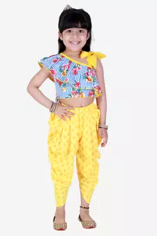 Twisha Asymmetric design top with Dhoti -yellow