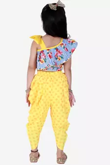 Twisha Asymmetric design top with Dhoti -yellow