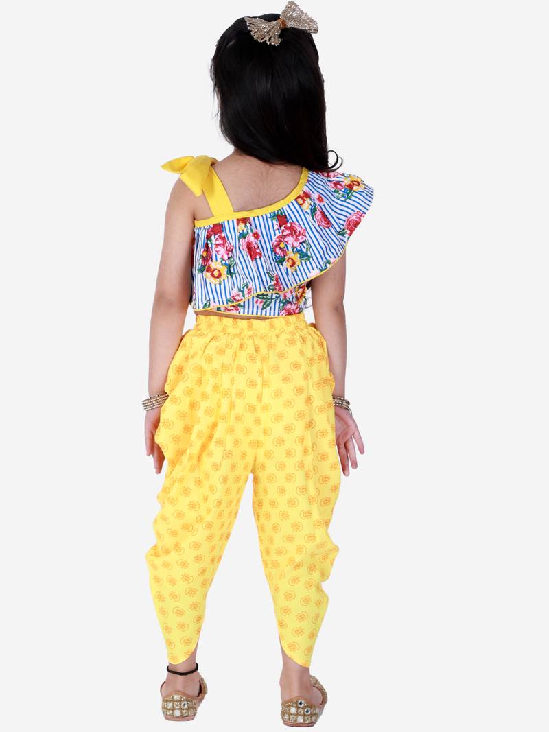 Twisha Asymmetric design top with Dhoti -yellow