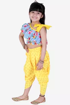 Twisha Asymmetric design top with Dhoti -yellow