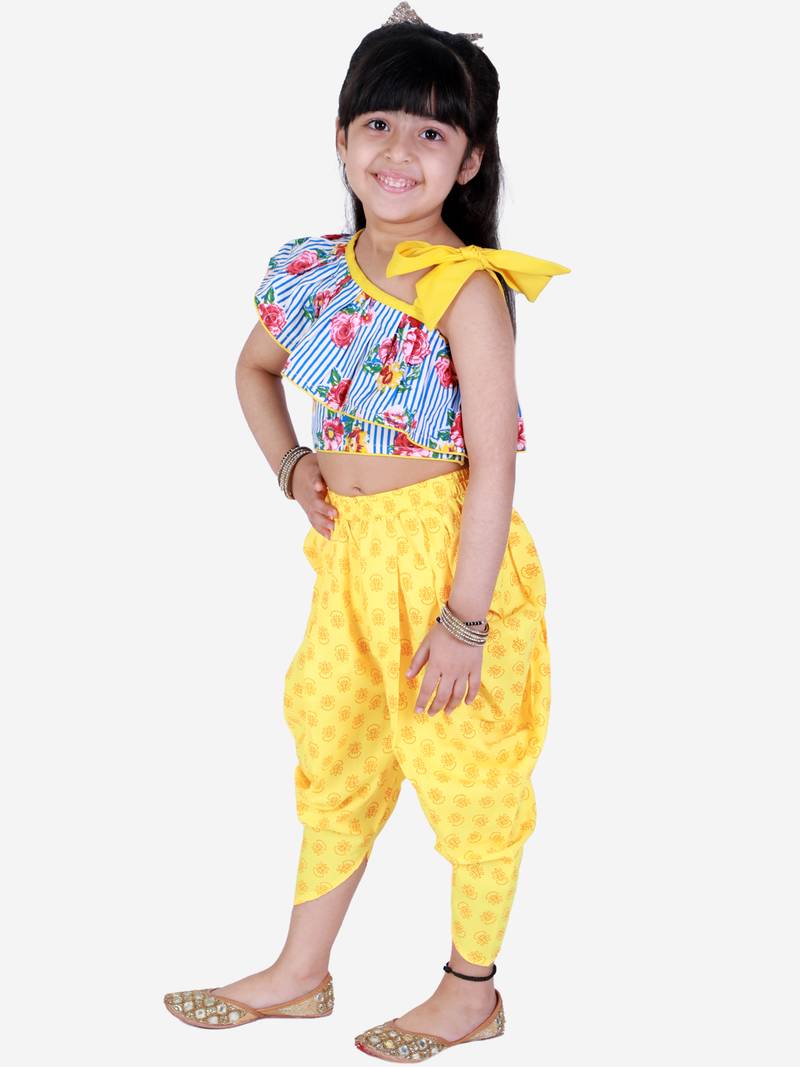 Twisha Asymmetric design top with Dhoti -yellow