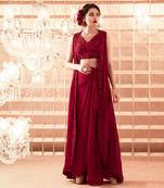 Oxblood Anastasia Lehenga Cape Set