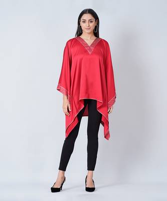 Red Embellished Kaftan Top 1