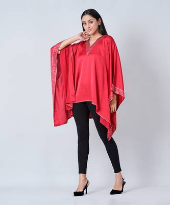 Red Embellished Kaftan Top 2