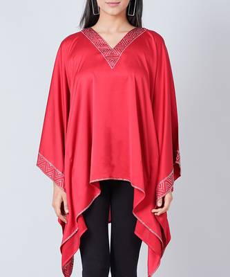 Red Embellished Kaftan Top 4
