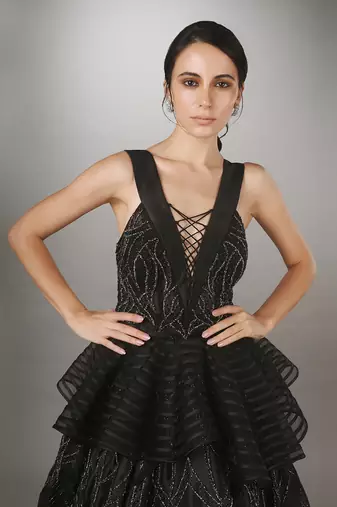 Black Glaze Organza Ball Gown