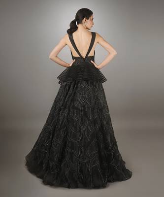 Black Glaze Organza Ball Gown 4