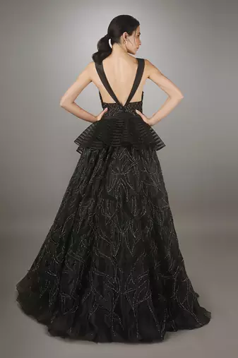 Black Glaze Organza Ball Gown