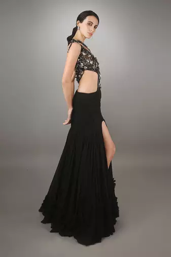 Black Sheer Cut Out  Gown