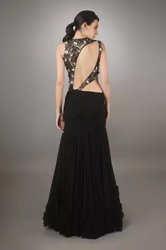 Black Sheer Cut Out  Gown