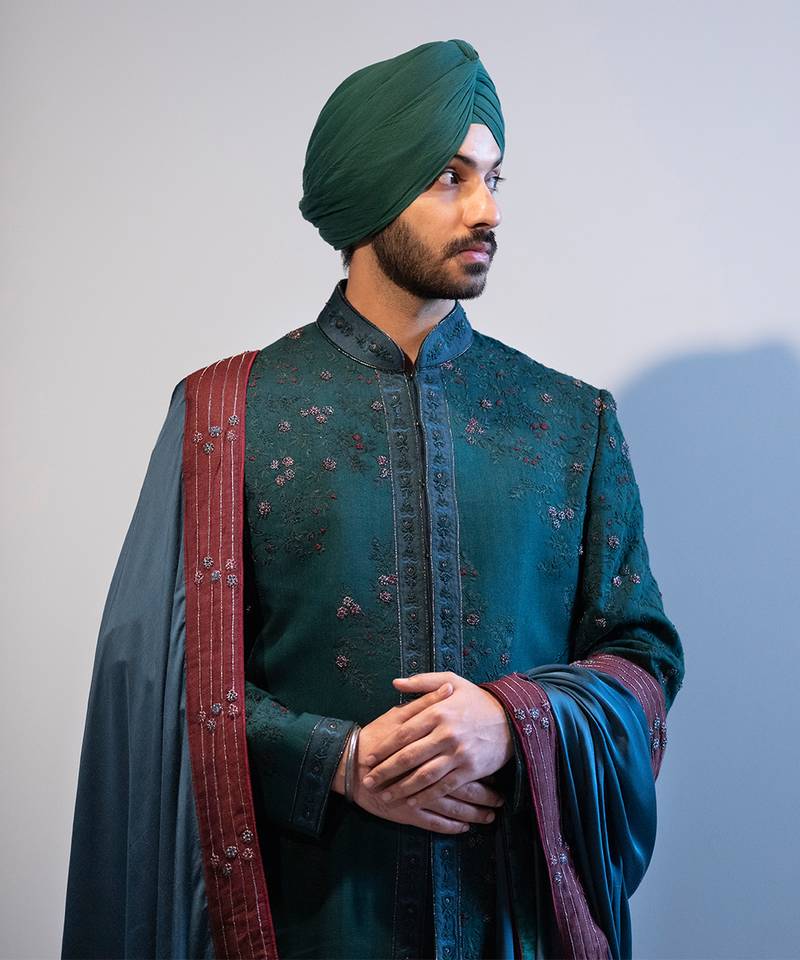 Forest Green Sherwani