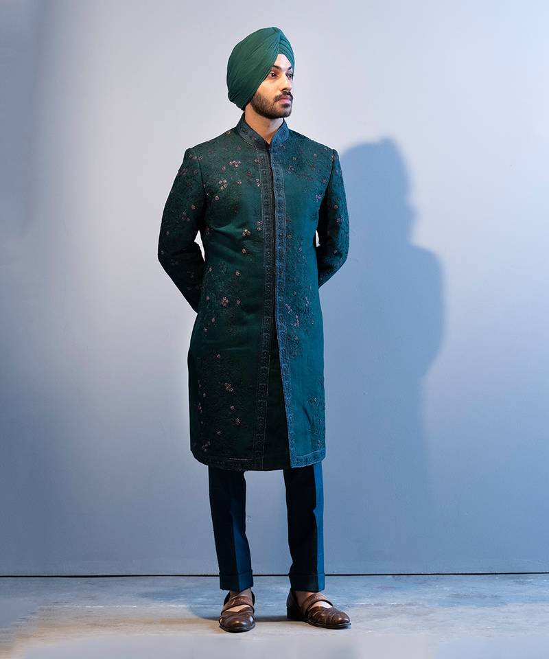 Forest Green Sherwani