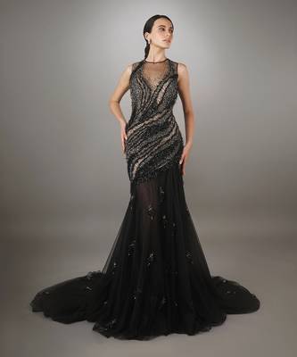 Black Net Mermaid Gown 1